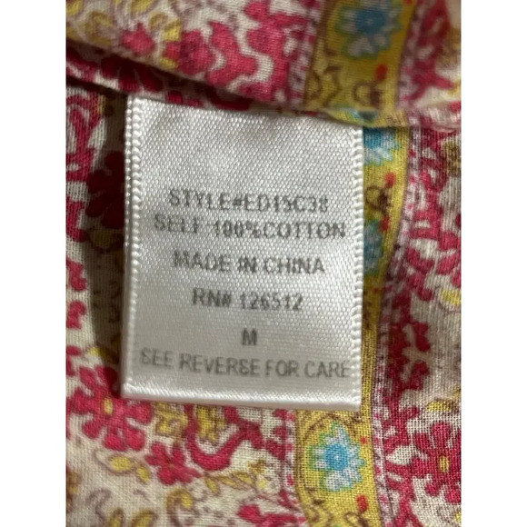 Aratta Silent Journey Mix Print Beaded Tunic Button Down Shirt Cotton size Small - Picture 7 of 8